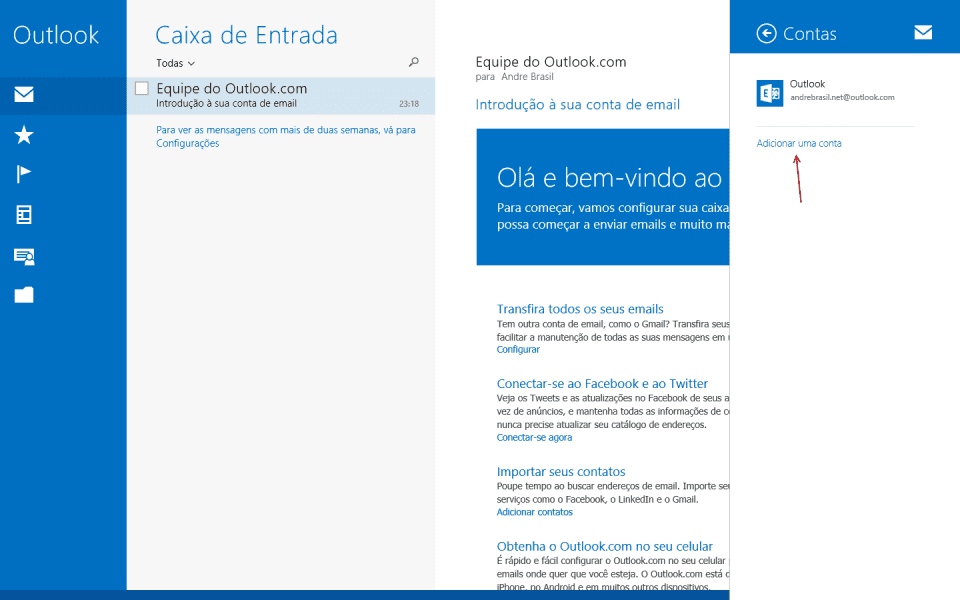 Configurando seu email no Windows 8