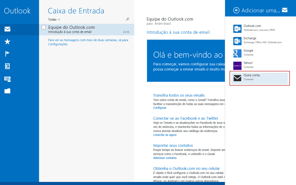 Configurando seu email no Windows 8