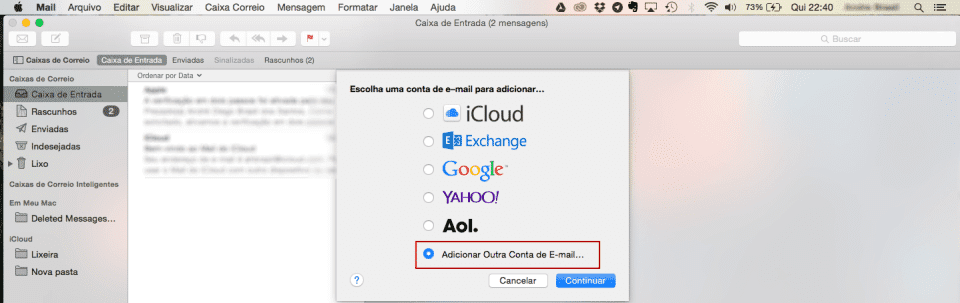 Configurando sua conta de email no Mac OS